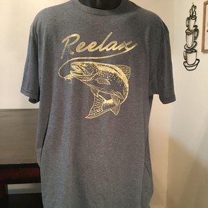 ‘Reelax’ Fishing Shirt Bass Hooked Tshirt - XL